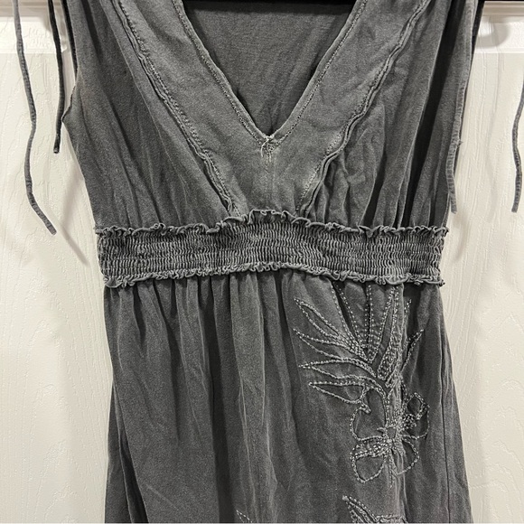 Billabong Vintage Y2K Babydoll Embroidered Mini Dress Grey Size Small Sleeveless - Picture 5 of 9